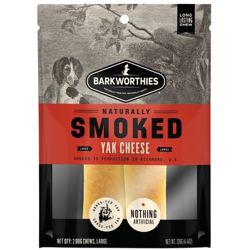 Barkworthies Smoked Yak Cheese Dog Chew Large 2-Pack