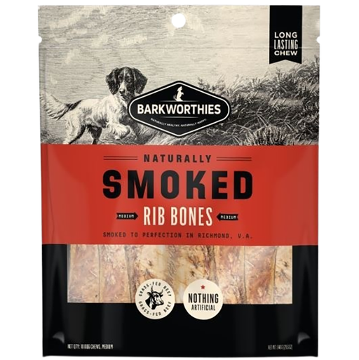 Barkworthies Smoked Rib Bones Dog Chews 10-Pack