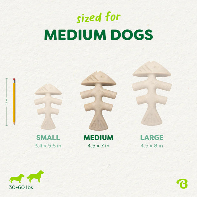 Benebone Green Fishbone Salmon Dog Chew Medium