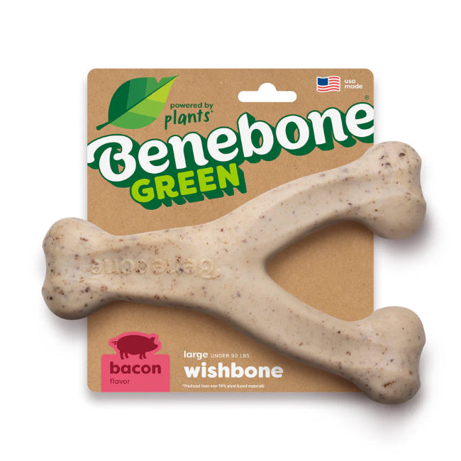 Benebone Green Wishbone Bacon Dog Chew Large