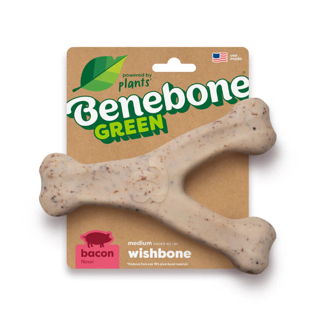 Benebone Green Wishbone Bacon Dog Chew Medium