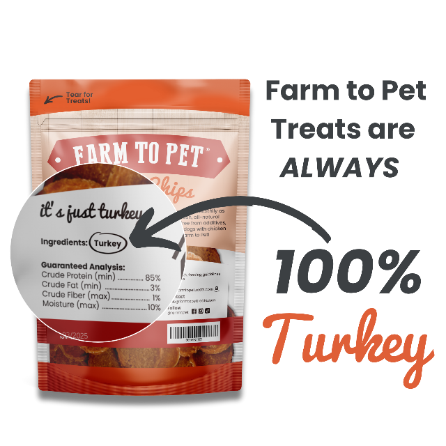Farm to Pet Turkey Chips 4oz Single-Ingredient Dog Treats