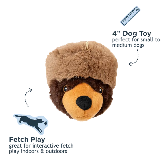 Tall Tails 2-in-1 Brown Bear Hat Fetch Ball Dog Toy