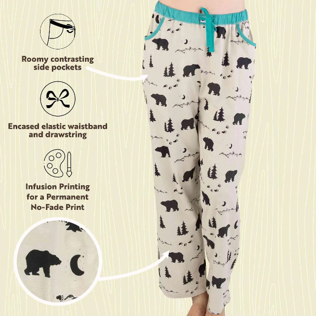 LazyOne Mountain Bear Women's Regular Fit PJ Pant
