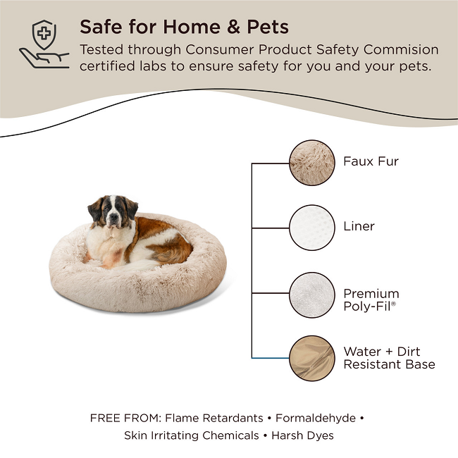 The Original Calming Donut Shag Cat & Dog Bed Sage