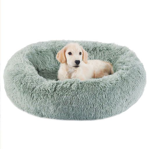 The Original Calming Donut Shag Cat & Dog Bed Sage