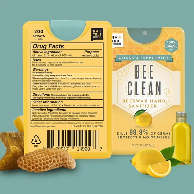 Bee Clean Citrus and Peppermint Organic Beeswax Hand Sanitizer Pocket Spray
