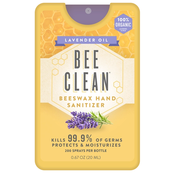 Bee Clean Lavender Oil Organic Beeswax Hand Sanitizer Pocket Spray