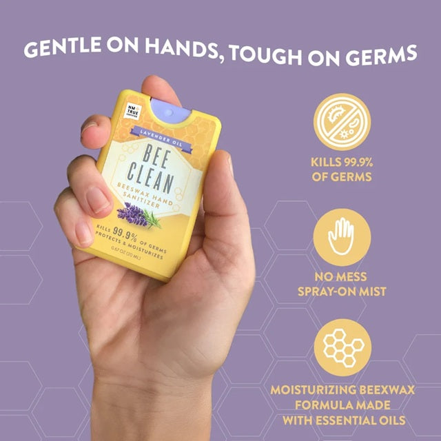 Bee Clean Lavender Oil Organic Beeswax Hand Sanitizer Pocket Spray