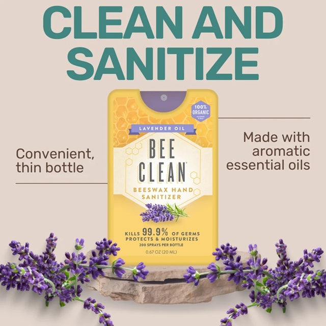 Bee Clean Lavender Oil Organic Beeswax Hand Sanitizer Pocket Spray