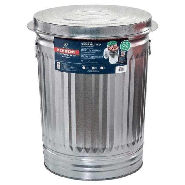 Trash Can, Galvanized - 31 Gallon