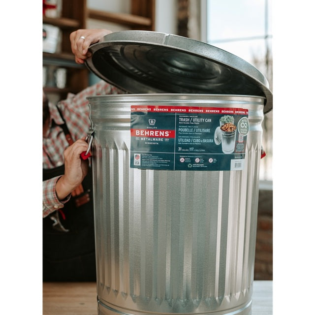 Trash Can, Galvanized - 31 Gallon