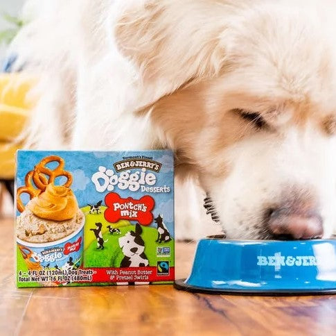 Ben & Jerry's Doggie Desserts Pontch's Mix with Peanut Butter & Pretzel Swirls Frozen Dog Treats, 4 fl. oz., Pack of 4