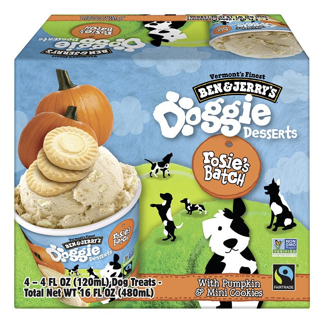 Ben & Jerry's Doggie Desserts Rosie's Batch Pumpkin & Mini Cookies Frozen Dog Treats, 4 fl. oz., Pack of 4