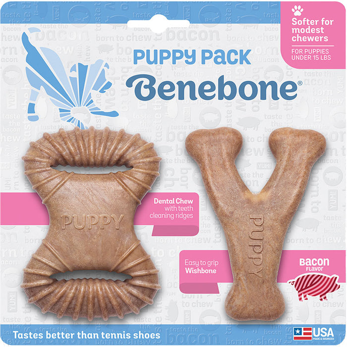 Benebone Puppy Pack Bacon Dental Chew + Wishbone 2-Pack