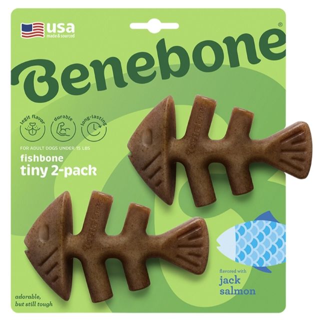 Benebone Fishbone Salmon Dog Chew, Tiny - 2 pk.