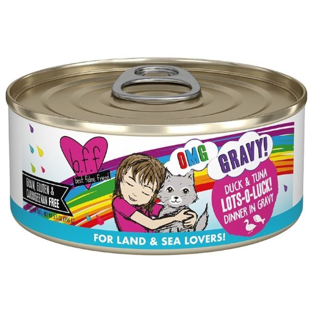 BFF OMG Lots-O-Luck! Duck & Tuna Dinner in Gravy Grain-Free Cat Food, 5.5-oz Can