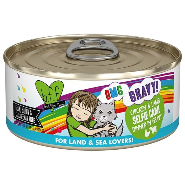 BFF OMG Selfie Cam! Chicken & Lamb Dinner in Gravy Grain-Free Cat Food, 5.5-oz Can