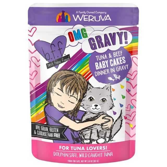 BFF OMG Baby Cakes Tuna & Beef Dinner in Gravy Cat Food, 3-oz Pouch