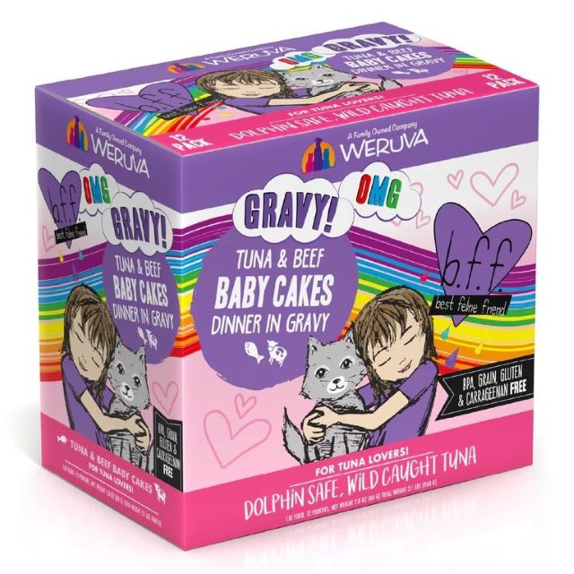 BFF OMG Baby Cakes Tuna & Beef Dinner in Gravy Cat Food, 3-oz Pouch