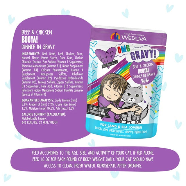 BFF OMG Booya Beef & Chicken Dinner in Gravy Cat Food, 2.8-oz Pouch