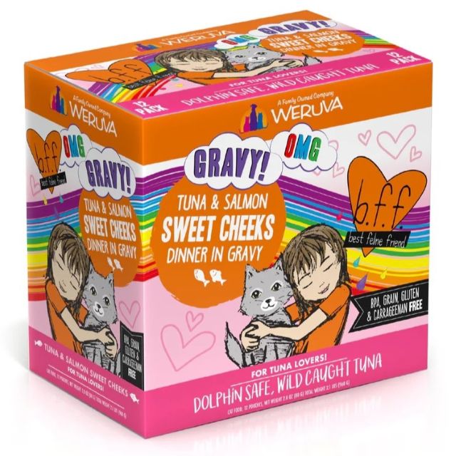 BFF OMG Sweet Cheeks Tuna & Salmon Dinner in Gravy Cat Food, 3-oz Pouch