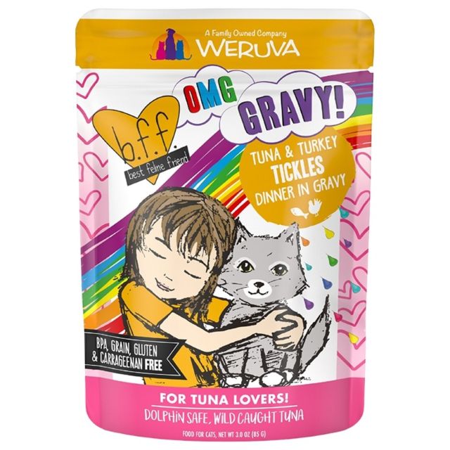 BFF OMG Tickles Tuna & Turkey Dinner in Gravy Cat Food, 3-oz Pouch