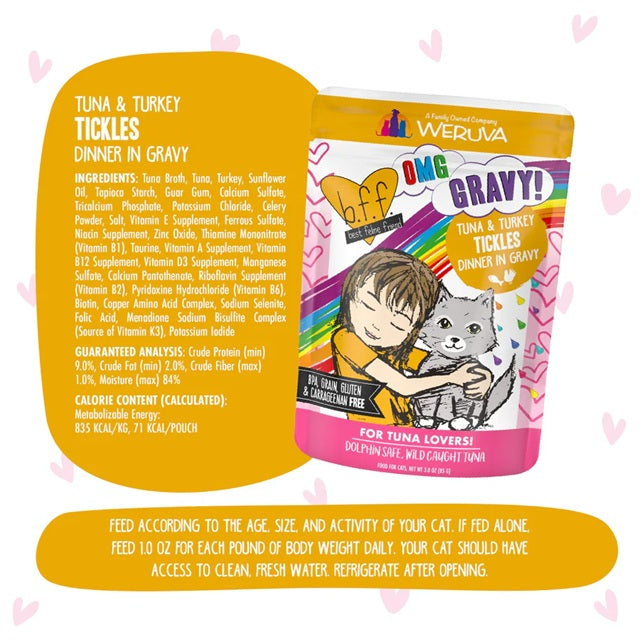 BFF OMG Tickles Tuna & Turkey Dinner in Gravy Cat Food, 3-oz Pouch