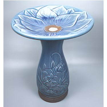 Birdbath, Ceramic with Clematis Design