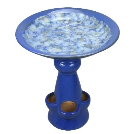 Ceramic Birdbath Planter, Blue