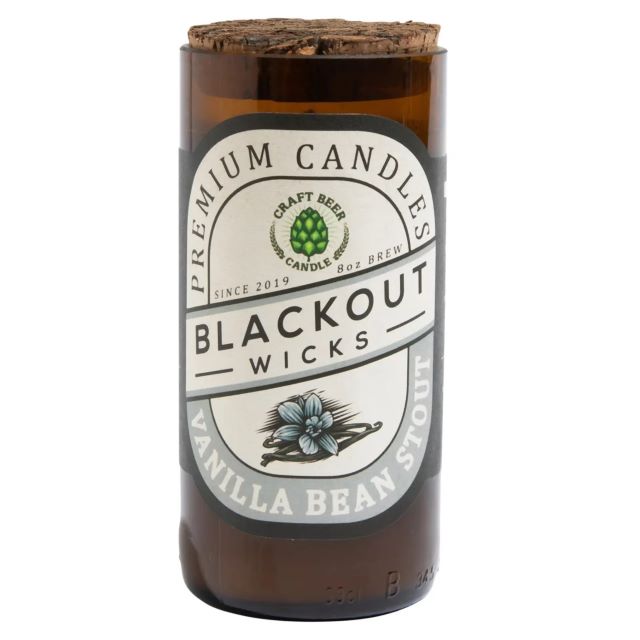 Blackout Wicks Craft Beer Candle, 8 oz. Vanilla Bean Stout