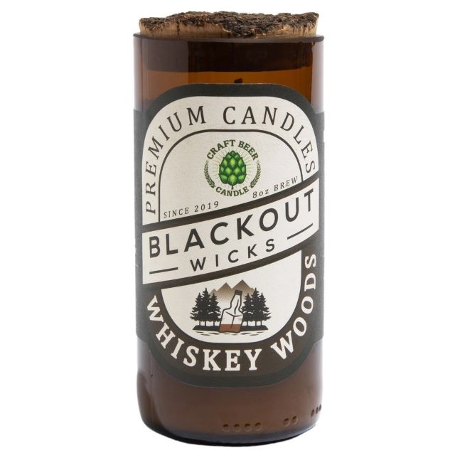 Blackout Wicks Craft Beer Candle, 8 oz. Whiskey Woods
