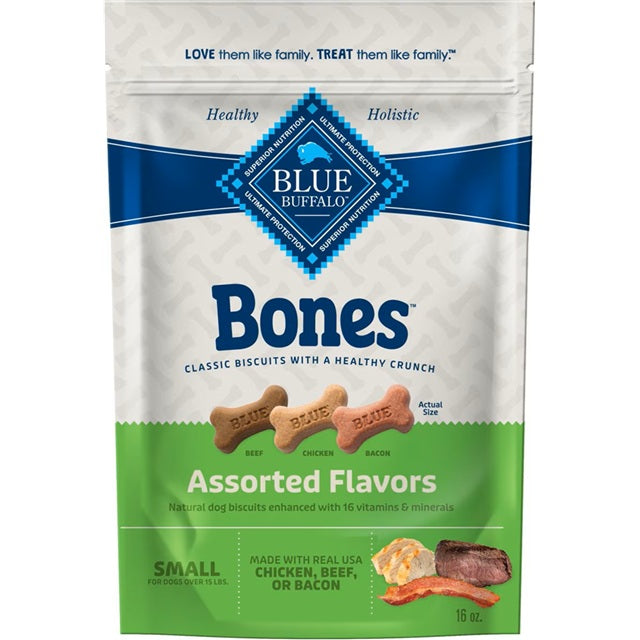 BLUE Bones Crunchy Dog Biscuits, Assorted Flavors - Small - 16 oz.