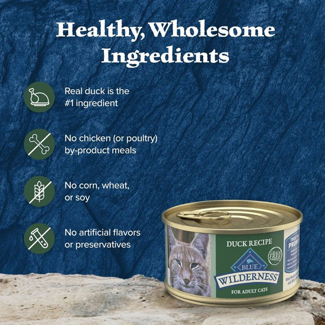 Blue Buffalo Wilderness Duck Pate Grain-Free Canned Cat Food, 3-oz Can