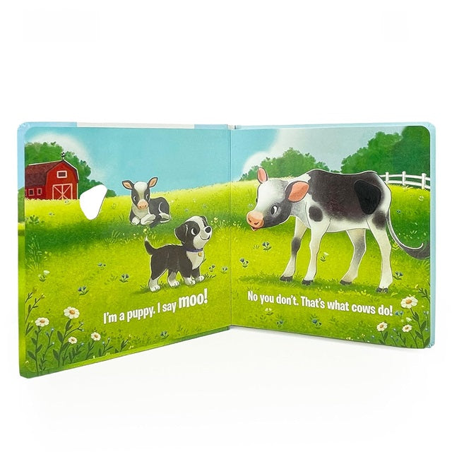 Listen, Touch & Feel Do Puppies Moo? Board Book with Sound