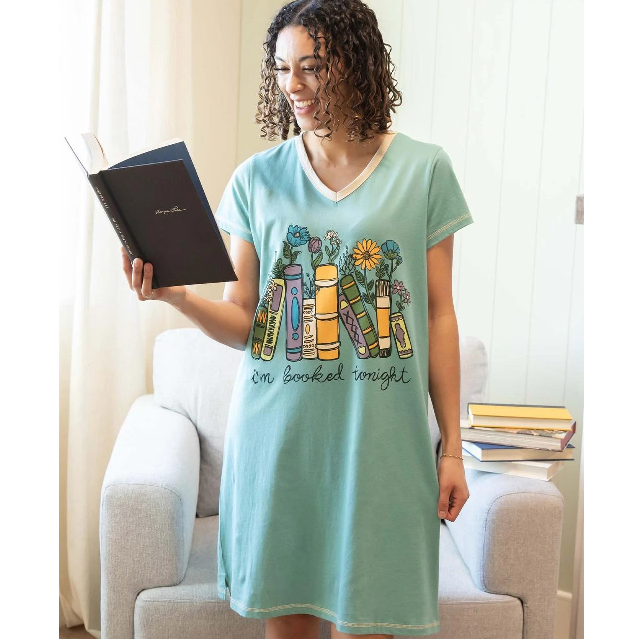 LazyOne Booked Tonight Women's Flower V-Neck Nightshirt