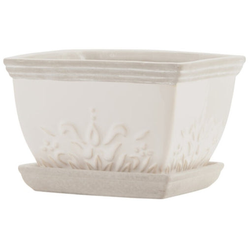 Brentwood Square Glazed Ceremic Pot - White