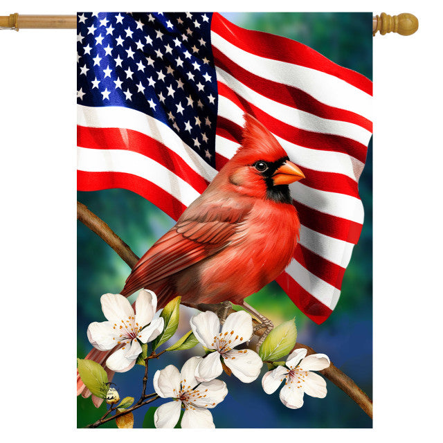 American Floral Cardinal House Flag