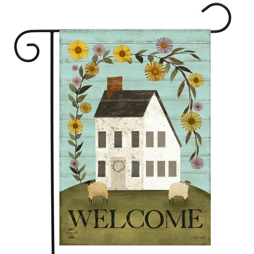 Country Saltbox Welcome Garden Flag