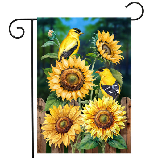 Goldfinch Gathering Sunflower Garden Flag