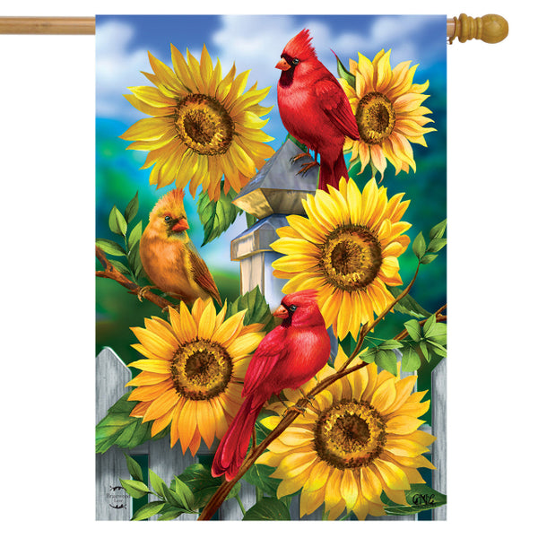 Cardinals & Sunflowers House Flag — Ellington Agway