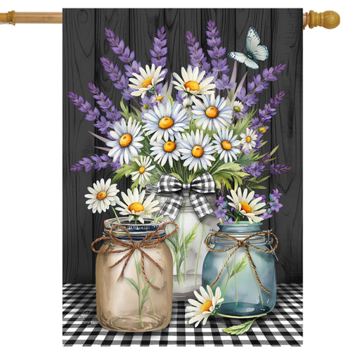 Lavender & Daisies Checkered House Flag