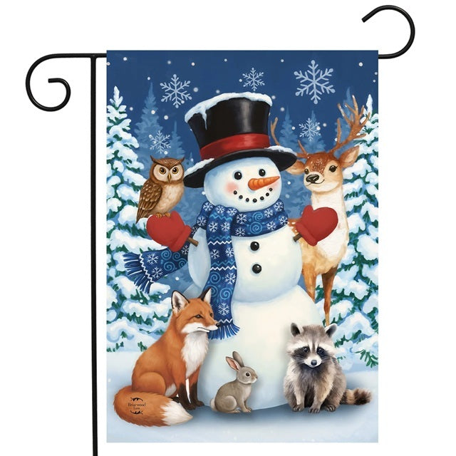 Snowman Winter Critters Garden Flag