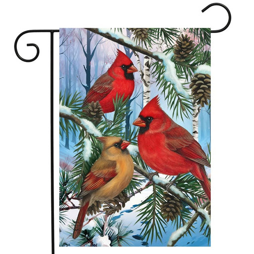 Woodland Winter Cardinals Garden Flag