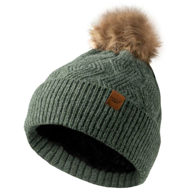Britt's Knits Women's Mainstay Lined Pom Hat, Green