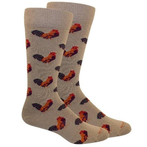 Men's Rooster Socks, Khaki