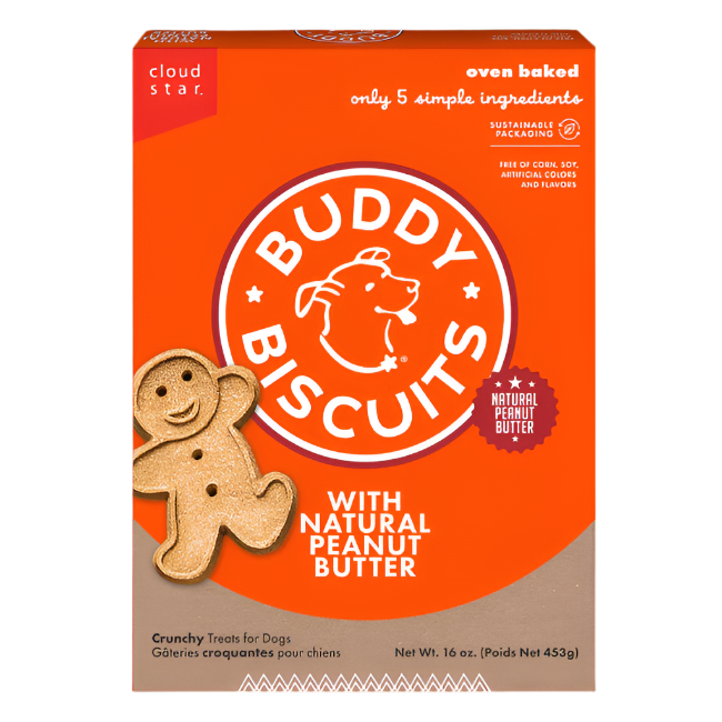 Buddy Biscuits Crunchy Dog Treats, Peanut Butter 16OZ