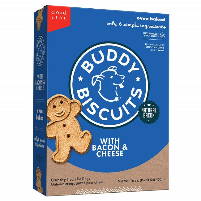 Buddy Biscuits Crunchy Dog Treats, Bacon & Cheese 16OZ