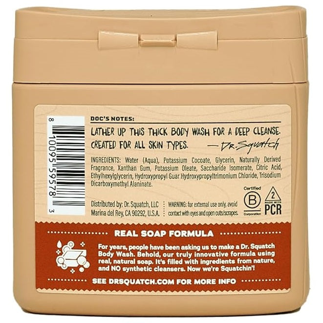 Dr. Squatch Wood Bourbon Barrel Men's Natural Body Wash