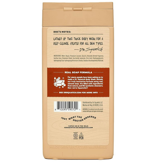 Dr. Squatch Wood Bourbon Barrel Men's Natural Body Wash